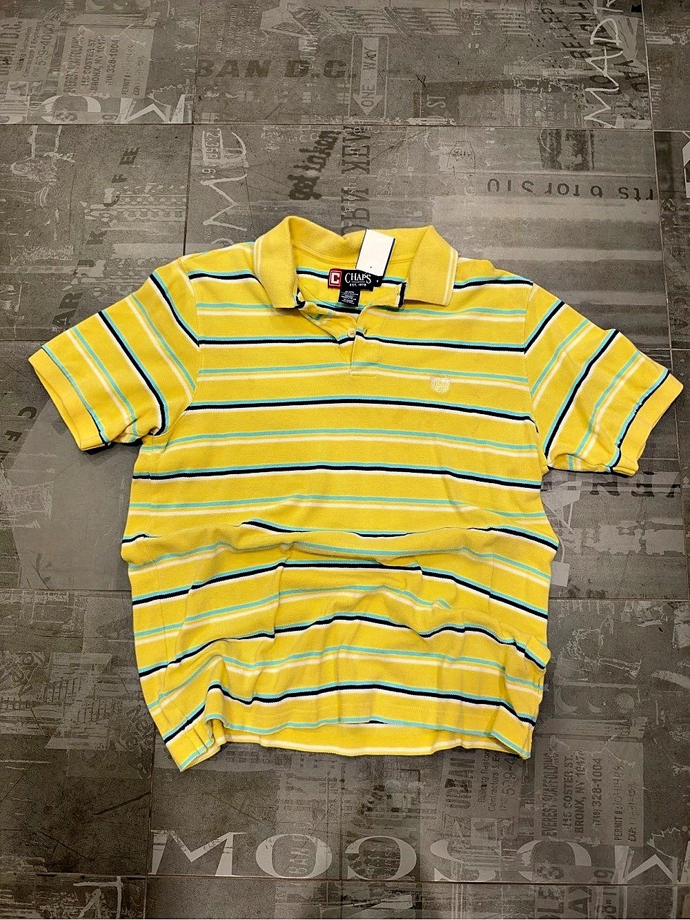 Chaps Striped Polo Shirt in Yellow